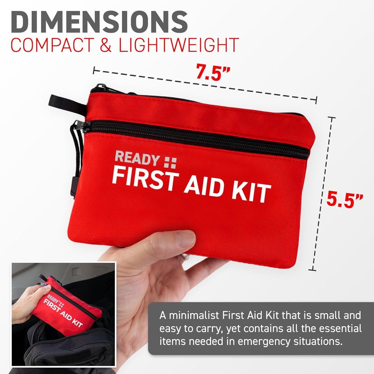 Ready First Aid 107 Piece First Aid Kit - Camping, First Aid Kit, Camping Essentials, Hiking, Home Essentials, Car Emergency Kit, Hiking Gear, First Aid Kit Travel, Car Essentials, Survival Stuff