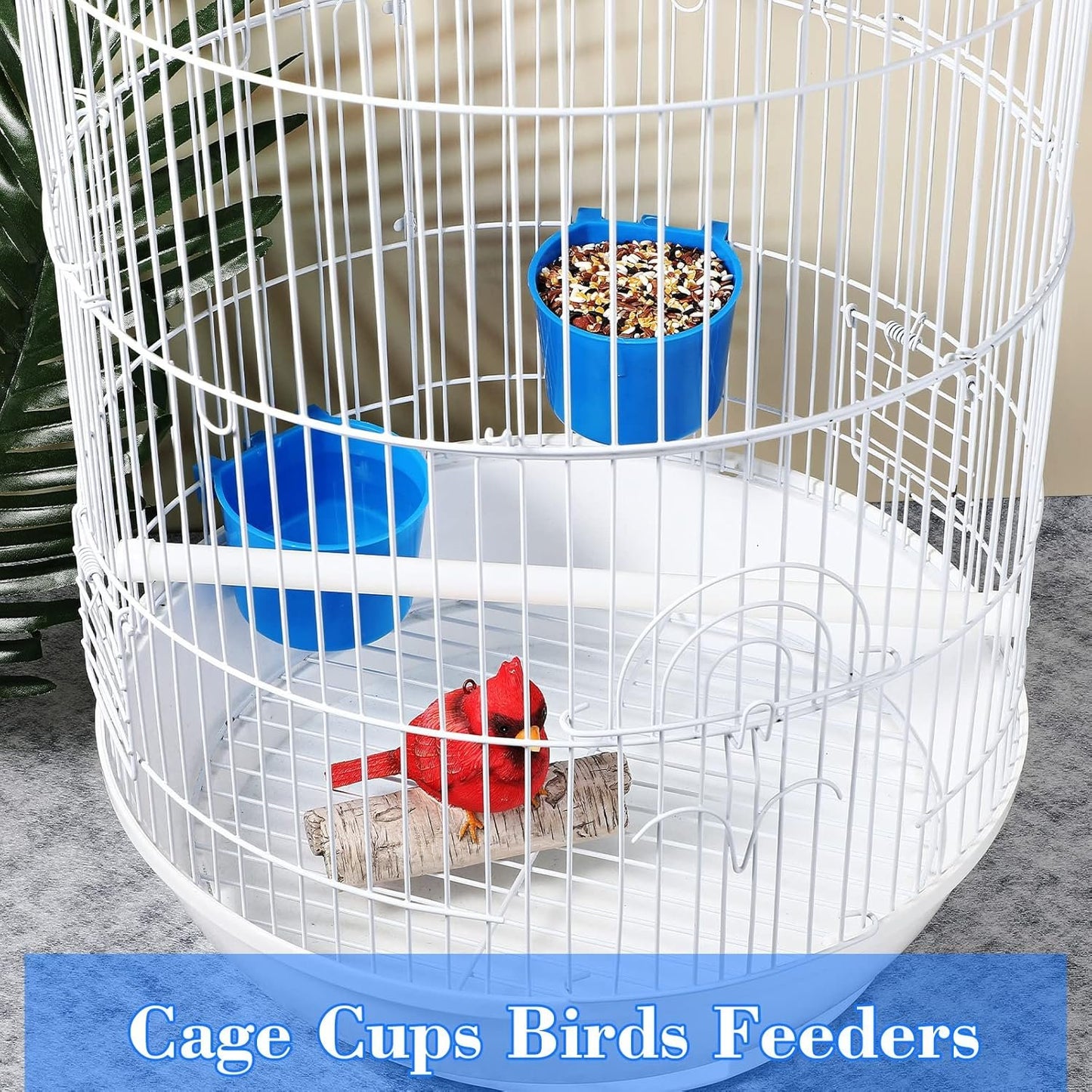 Sumind 60 Pieces Cage Cups Birds Hanging Feeders Seed Bowl 8 oz Plastic Chicken Feeder Water Bowl Hanging Chicken Waterer Feeding Watering Dish Coop Cups for Gamefowl Parrot Parakeet Poultry(Blue)