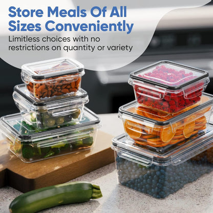 Feshory Large Size Airtight Food Storage Containers Set - No BPA Meal Stackable Clear Prep Containers, Lunch Box, Fridge Organiser with Leak Proof Lids for Kitchen Storage & Organisation (30-Pack)
