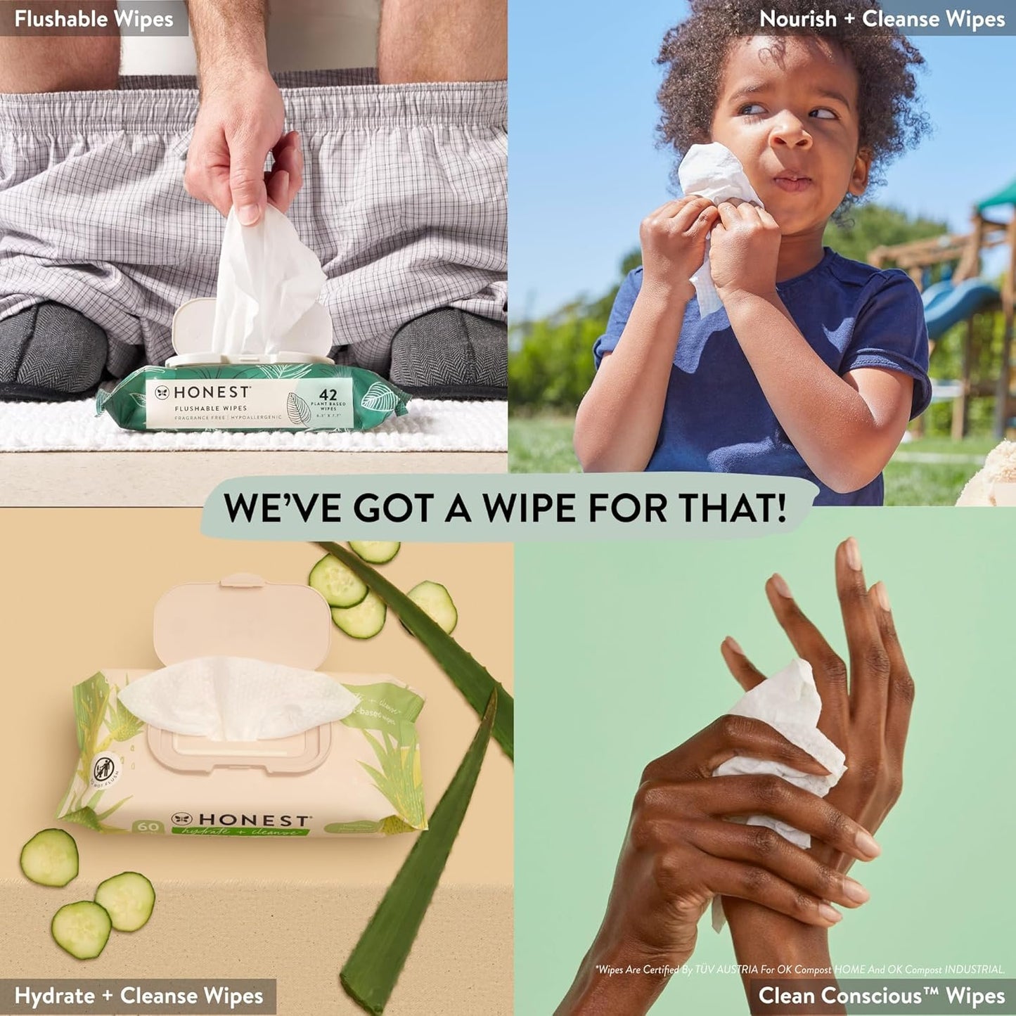 The Honest Company Clean Conscious Unscented Wipes | Over 99% Water, Compostable, Plant-Based, Baby Wipes | Hypoallergenic for Sensitive Skin, EWG Verified | Pattern Play, 576 Count