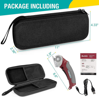 VLOXO Cordless Electric Scissors, AT001 Rotary Cutter for Fabric, Cardboard Cutter 4.2V Muti-Cutting Tools with Safety Lock, Rechargeable Powerful Fabric Cutter for Carpet Leather with Storage Box