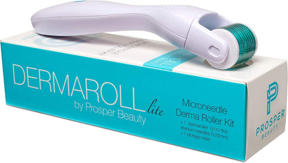 Prosper Beauty Derma Roller Microneedle Kit [DERMAROLL lite by ] 540 Titanium Micro Needles 0.25mm Microneedling Face Roller Exfoliation Microdermabrasion Derma Skin Care Tool Dermaplaning Dermapen