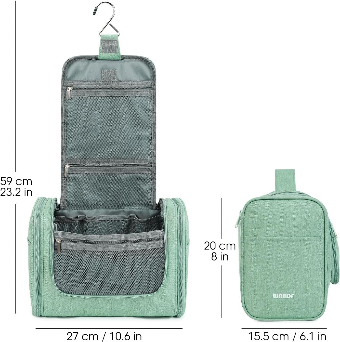 Large Hanging Toiletry Bag for Men and Women Travel Makeup Bag Organizer Portable Waterproof Bathroom Shower Bag Lightweight Shaving Bag (Green)