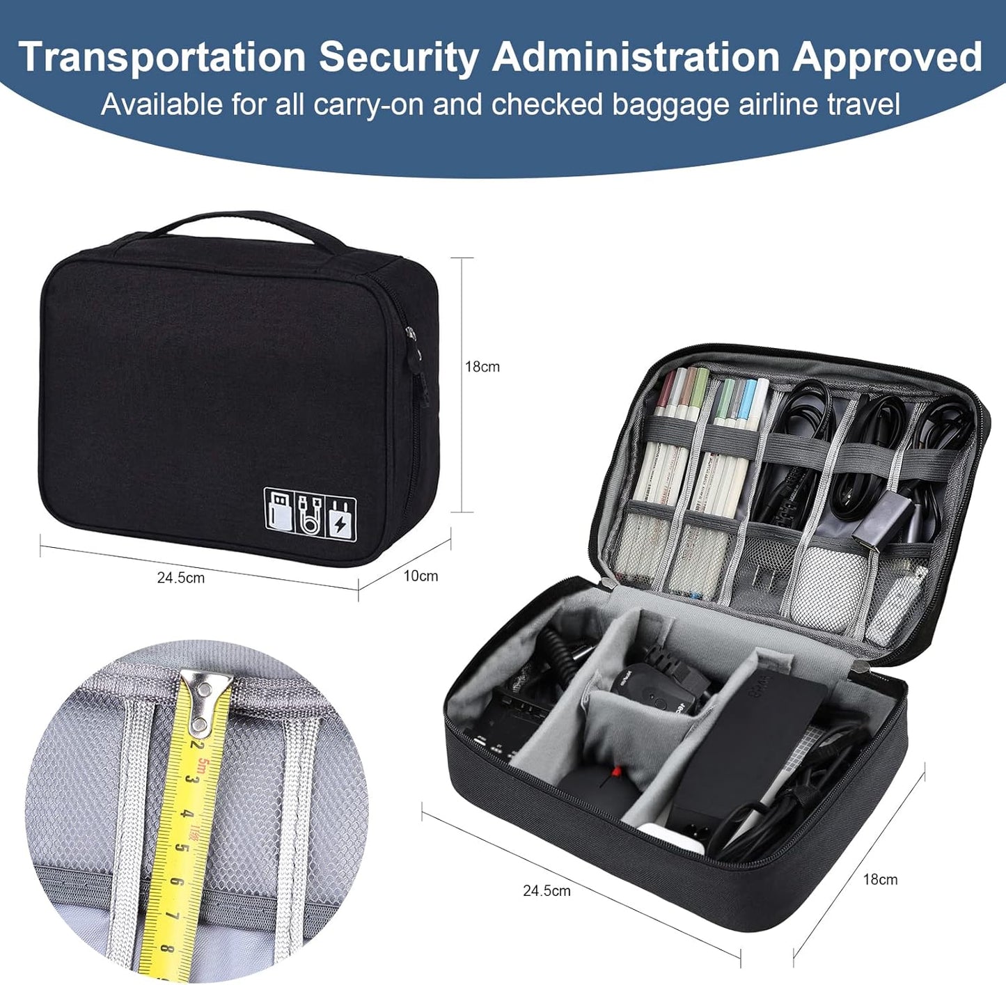 AiQInu Cable Organizer Travel Bag Organizer Cable Organizer Water Resistant Portable Cable Organizer for Charger, USB Stick, Headset, Power Bank, Hard Disk, SD Card