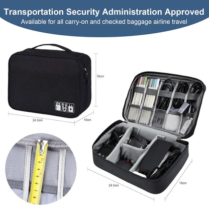 AiQInu Cable Organizer Travel Bag Organizer Cable Organizer Water Resistant Portable Cable Organizer for Charger, USB Stick, Headset, Power Bank, Hard Disk, SD Card