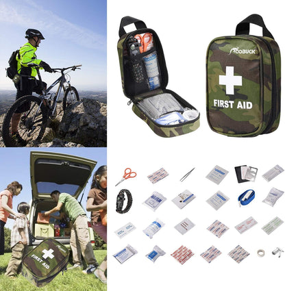 First Aid Kit for Hiking, Backpacking, Camping, Travel, Car & Cycling, with Waterproof Laminate Bags, Protect Your Supplies! Be Prepared for All Outdoor Adventures or at Home & Work (Camouflage)