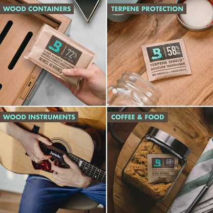 Boveda 65% RH 2-Way Humidity Control | Size 60 for Use with Every 25 Cigars a Humidor Can Hold | Patented Technology for Humidors | 4-Count Resealable Bag