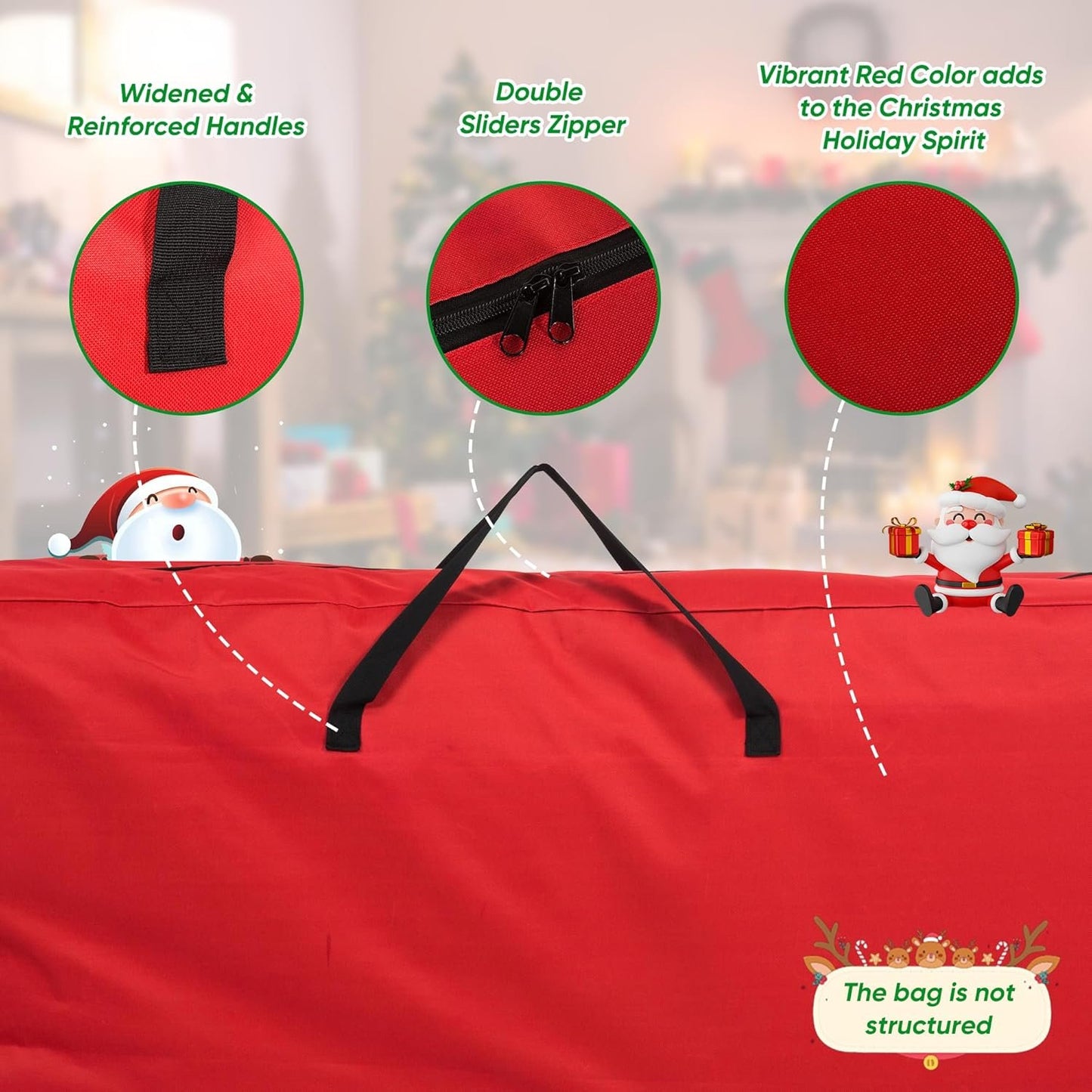 UponPak Christmas Tree Storage Bag | Fits Up to 7.5 ft. Tall Disassembled Tree | Prime Xmas Tree Storage Container | Red