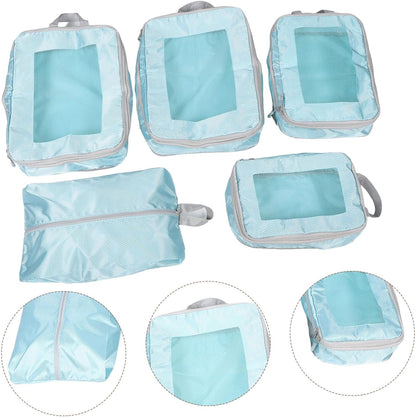 BESTYASH 5Pcs Compression Packing Cubes Set for Travel Space Saving Organizers for Clothes Shoes Toiletries Electronics Bags for Efficient Luggage Organization
