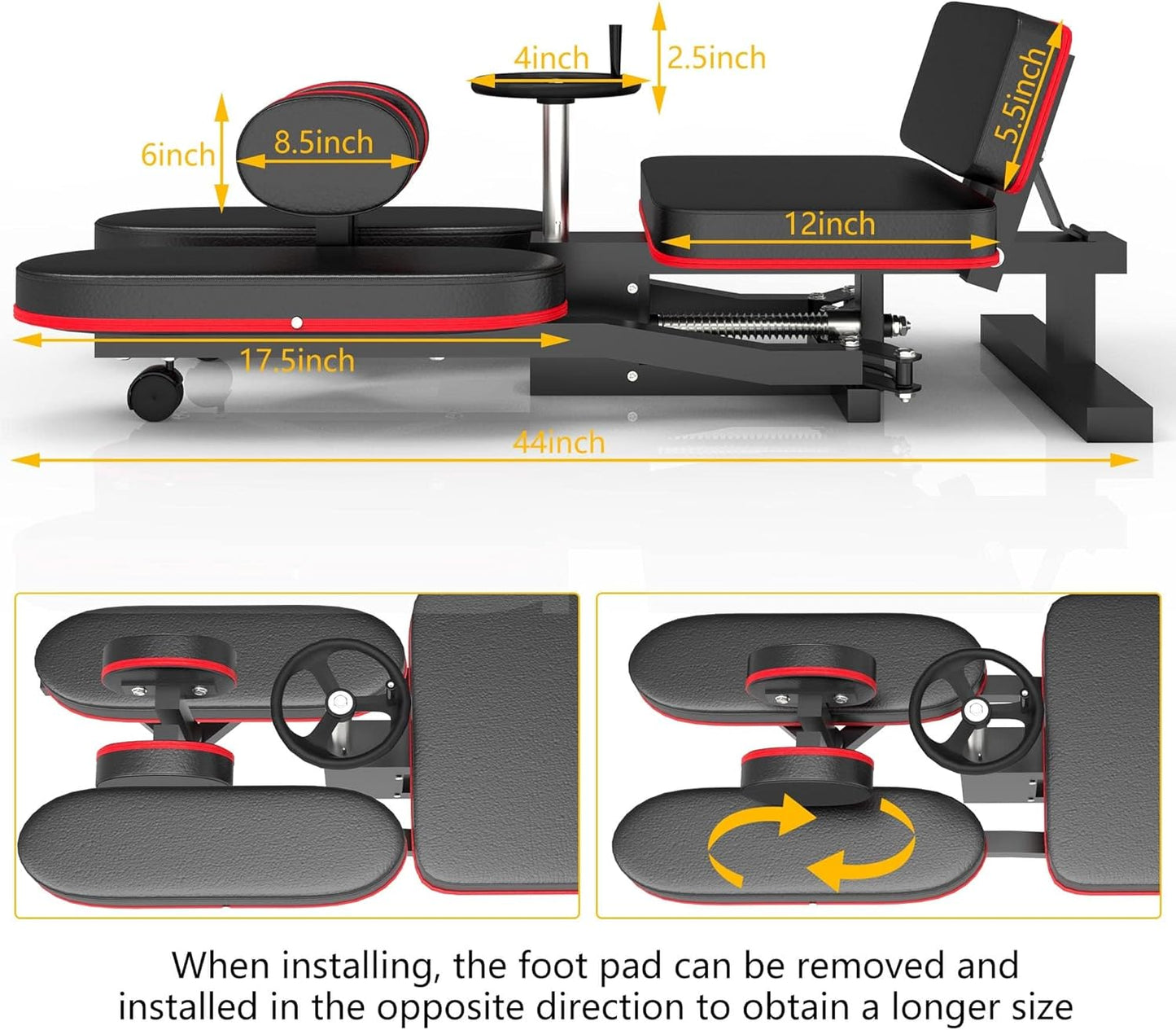 Leg Stretcher, 100kg Stretch Machine, Heavy Duty Steel Frame Equipment Splits Machine, Leg Stretching Training Machine for Home Gym Split Machine Training Fitness with 6 Accessories