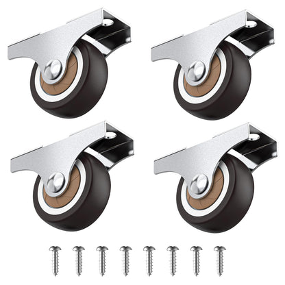HOLKIE Set of 4 Small 32mm Fixed Furniture Casters, Non Rotating, Rubber Wheels for Silent Furniture, Casters Ideal for Vintage Wooden Crates, Total Capacity of 45 kg