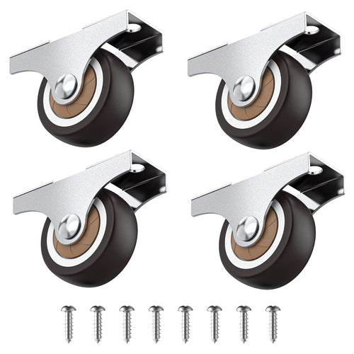 HOLKIE Set of 4 Small 32mm Fixed Furniture Casters, Non Rotating, Rubber Wheels for Silent Furniture, Casters Ideal for Vintage Wooden Crates, Total Capacity of 45 kg