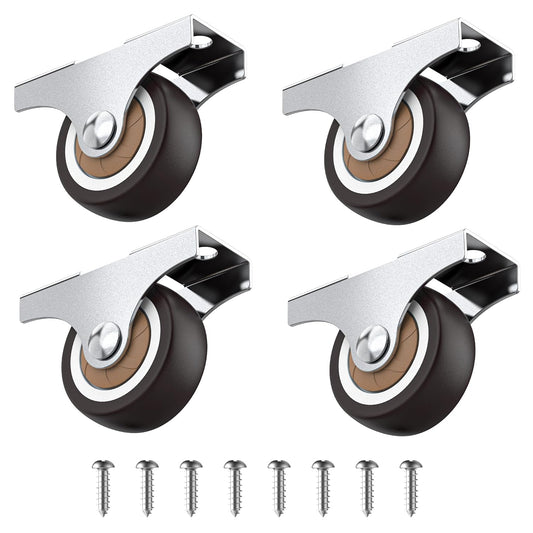 HOLKIE Set of 4 Small 32mm Fixed Furniture Casters, Non Rotating, Rubber Wheels for Silent Furniture, Casters Ideal for Vintage Wooden Crates, Total Capacity of 45 kg