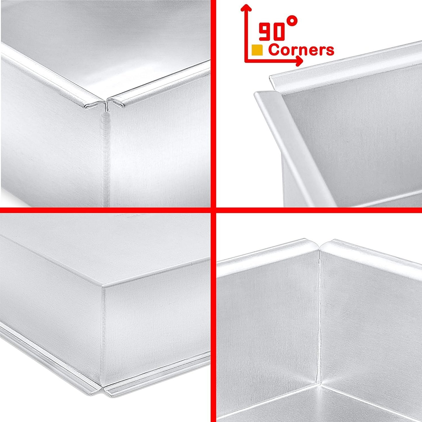 Crown 6 inch Square Cake Pan, 3" Deep, Heavy Duty, Straight Edges, Pure Aluminum, Made in Canada