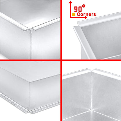 Crown 6 inch Square Cake Pan, 3" Deep, Heavy Duty, Straight Edges, Pure Aluminum, Made in Canada