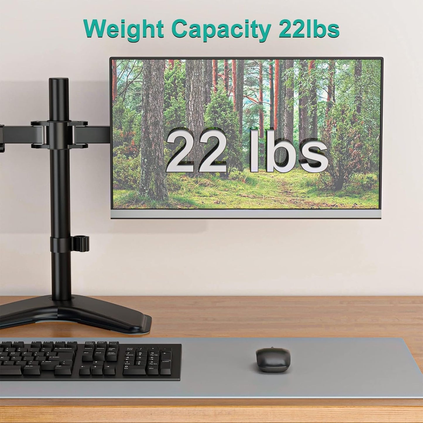 WALI Dual Monitor Stand, Free Standing Desk Mount for 2 Monitors up to 27 inch, 22 lbs. Weight Capacity per Arm, Fully Adjustable with Max VESA 100x100mm (MF002), Black…