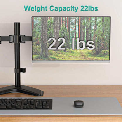 WALI Dual Monitor Stand, Free Standing Desk Mount for 2 Monitors up to 27 inch, 22 lbs. Weight Capacity per Arm, Fully Adjustable with Max VESA 100x100mm (MF002), Black…