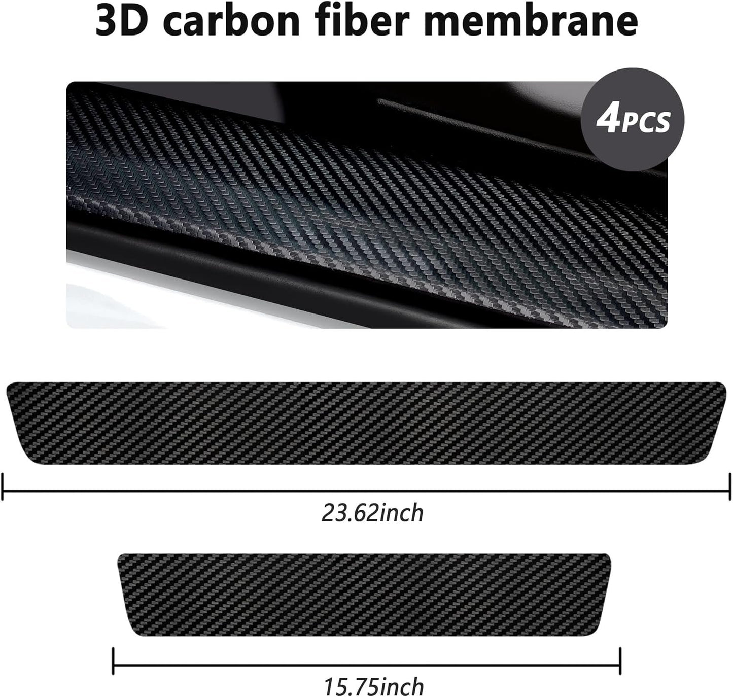 4PCS Carbon Fiber Door Sill Protector, [Premium Line] Anti-Scratch Waterproof Edge Guards, Universal Stickers for Car Truck SUV Front/Rear (Black)