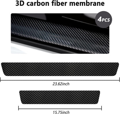 4PCS Carbon Fiber Door Sill Protector, [Premium Line] Anti-Scratch Waterproof Edge Guards, Universal Stickers for Car Truck SUV Front/Rear (Black)