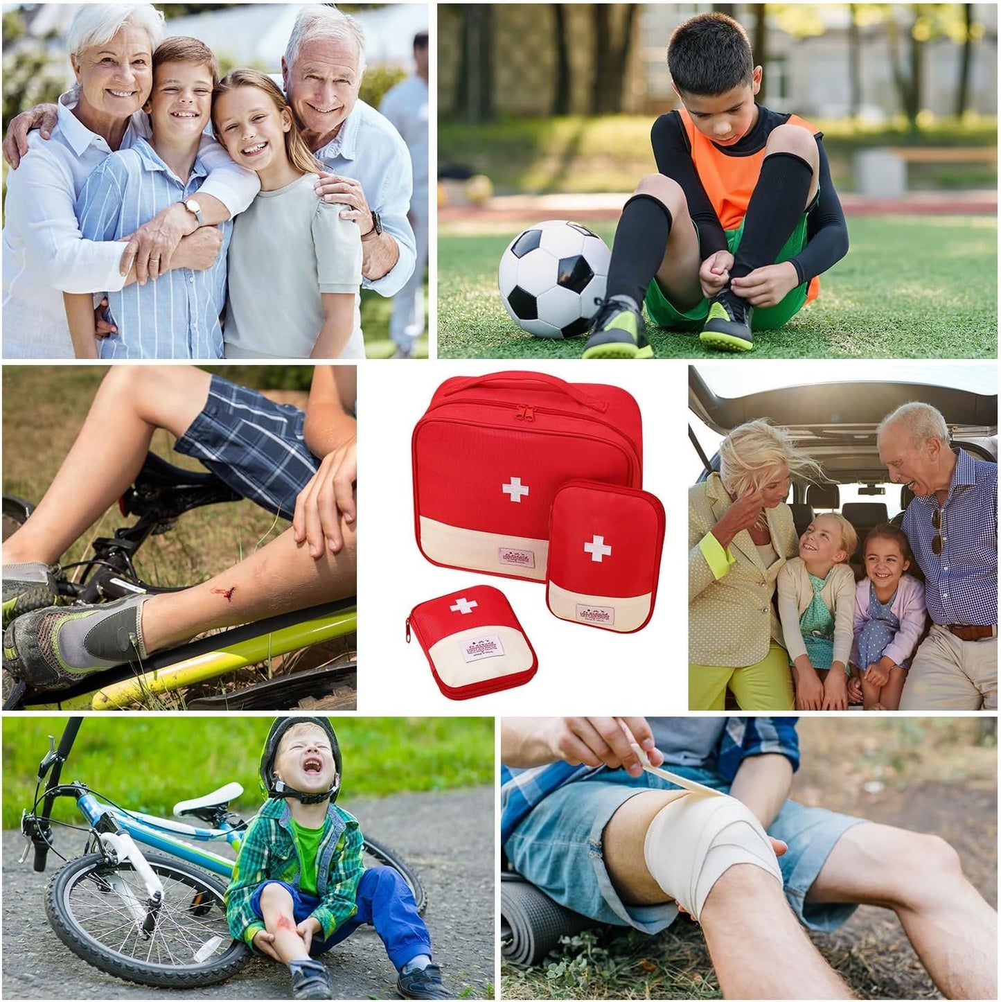 LXWHAYBVJ Empty First Aid Bag Emergency Kit, First Aid Bag, First Aid Kit Bag Empty for Home, 3 Pcs First Aid Bag Empty, First Aid Kit Bags Portable Travel Empty Medicine Bags 3 Size Waterproof(Red)