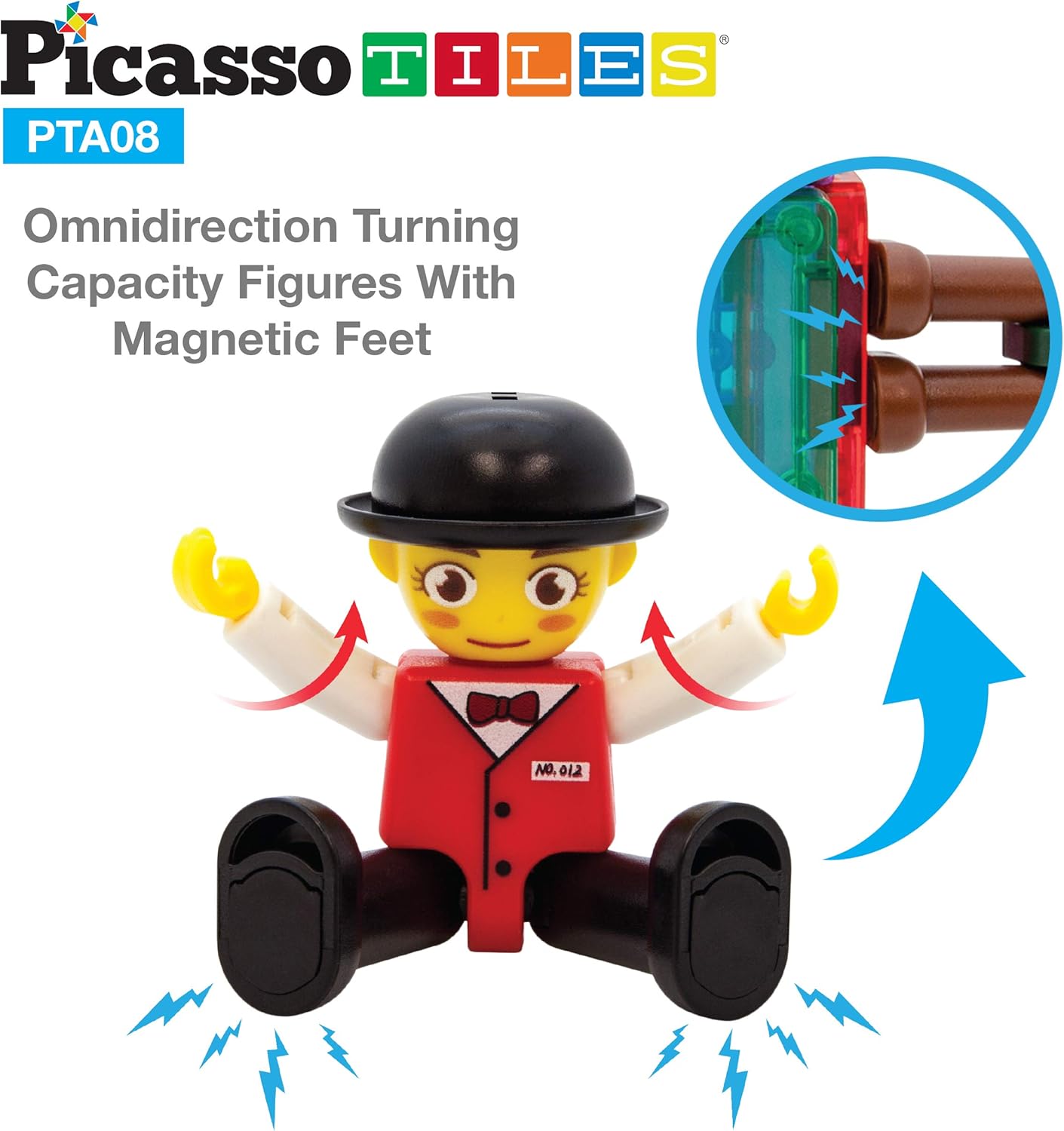 PicassoTiles 16 Piece Character Action Figures Toddler Toy Set Expansion Variety Pack Magnet Education Construction Blocks STEM Learning Kit Pretend Play Toys for Magnetic Building Block Tiles PTA08