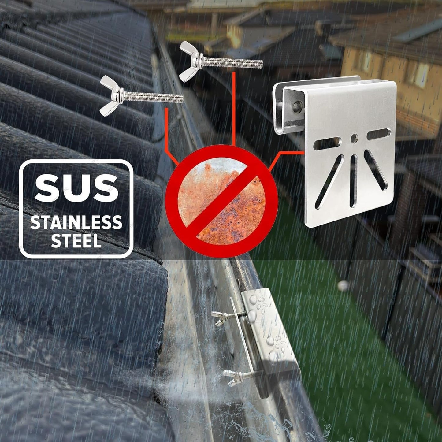 WiTi Gutter Mount Stainless Steel Bracket for Eufy Security SoloCam S340, Solar Security Camera Holder Anti-Rust Screws, No Drill Installation Compatible with IP PTZ DomeCameras Outdoor