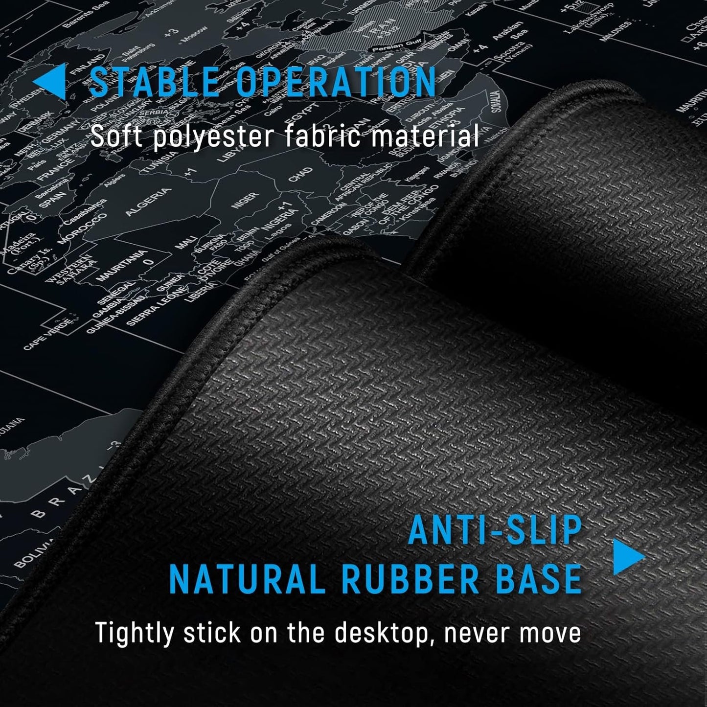 Anpollo Extended Speed Gaming Mouse Pad Large Size 35.4 x 15.7 inches Desk Mat Mousepad with Personalized Design - Black World Map