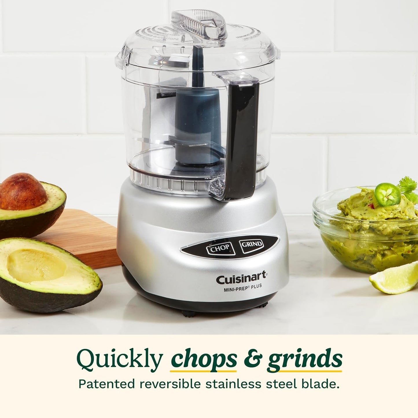CUISINART DLC-2ABC Mini-Prep Plus Food Processor Brushed Chrome & Nickel, 3 Cup