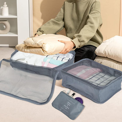 11 Pieces Travel Organizer Suitcase Set, Packing Cubes, Travel Organizer for Space-Saving Suitcases for Clothes Shoes Underwear Cosmetics (Grey)