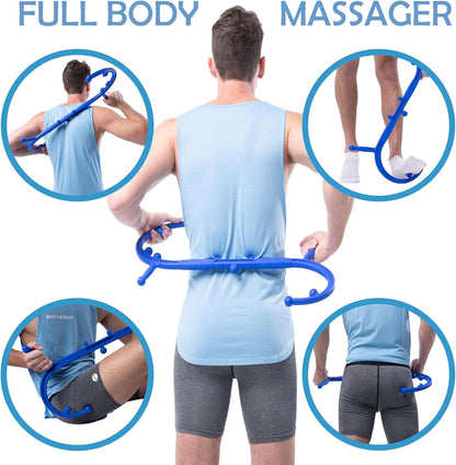 Body Back Buddy Back Massager, Handheld Massage Stick, Trigger Point Massager, Massage Cane (Blue)