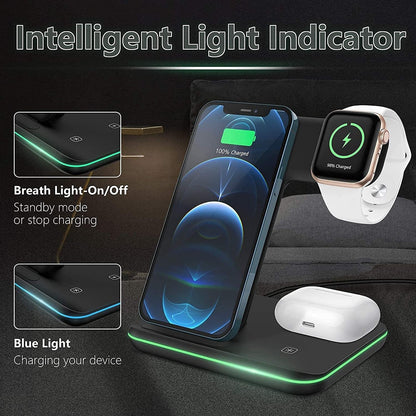 LIONAL Wireless Charger, 3 in 1 Wireless Charging Station for iPhone 14/14 Pro/13 Pro Max/13/12/12 Pro Max/11 Pro Max/SE/XR/XS Max/8 Plus/Apple Watch 8/7/6/SE/5/4/3/2, Airpod Pro/3/2