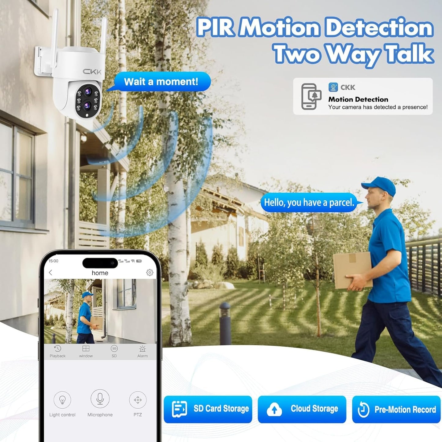 【Dual Wi-Fi,2MP+2MP Dual Lens】 2K Security Camera System with Dual Lens Outdoor, with 10" LCD Monitor, 4 Pcs Dual Band WiFi PTZ Cameras, Two-Way Audio, AI Motion Detection, Color Night Vision,1TB HDD