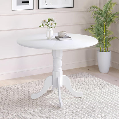 SILKYDRY 40-inch Round Dining Table, Rubber Wood Kitchen Dinette Table for 4 with Circle Tabletop & Pedestal Base, Mid Century Modern Dinette for Gathering, Leisure, Apartment, Bar (White)