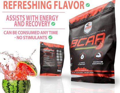 iRide Supplements - Branched Chain Amino Acids BCAA Protein Powder, Watermelon Flavour - Ideal for Hydration, Boosts Energy, Enhanced Performance, Endurance & Metabolism - Athlete Supports-90 Servings
