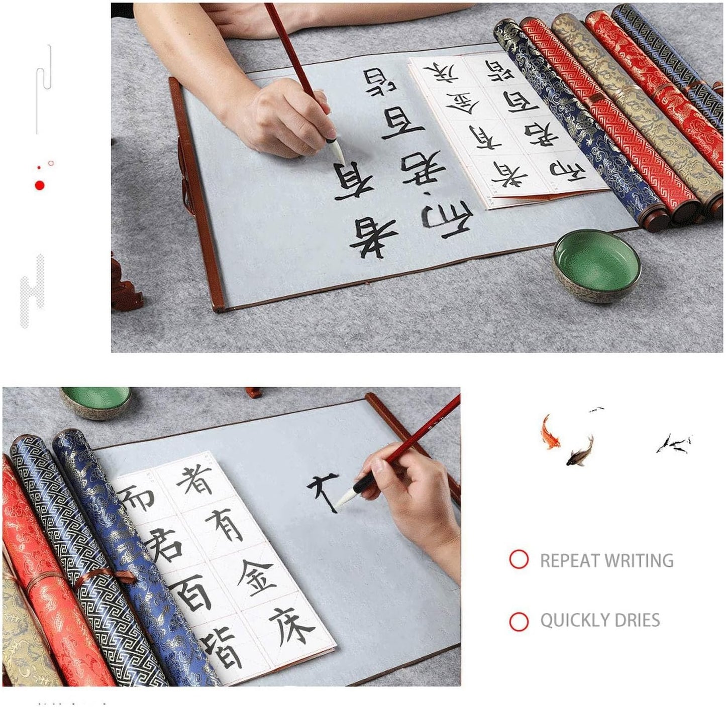 Leopacat Water Writing Cloth, Chinese Calligraphy Practicing Tool, Reusable Paper Drawing Tool, Environmental No Ink Quick Drying for Student Beginners Teaching Stationery Home School