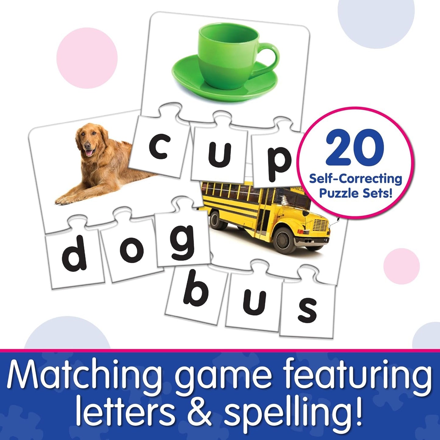 The Learning Journey Match It! Letters - 20-Piece Self-Correcting Spelling Puzzle for Kids | Early Reading & Phonics Learning Game | 3-Letter Words | Educational Toy for Ages 4+