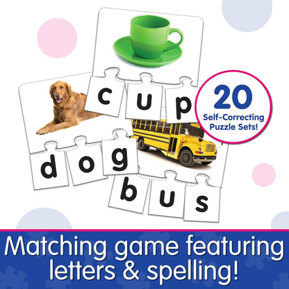 The Learning Journey Match It! Letters - 20-Piece Self-Correcting Spelling Puzzle for Kids | Early Reading & Phonics Learning Game | 3-Letter Words | Educational Toy for Ages 4+