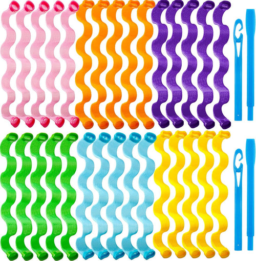 WILLBOND 30 Piece Set Heatless Spiral Curlers No Heat Hair Waver Spiral Curlers Rollers with 2 Styling Hooks for Most Hairstyles (25 cm)