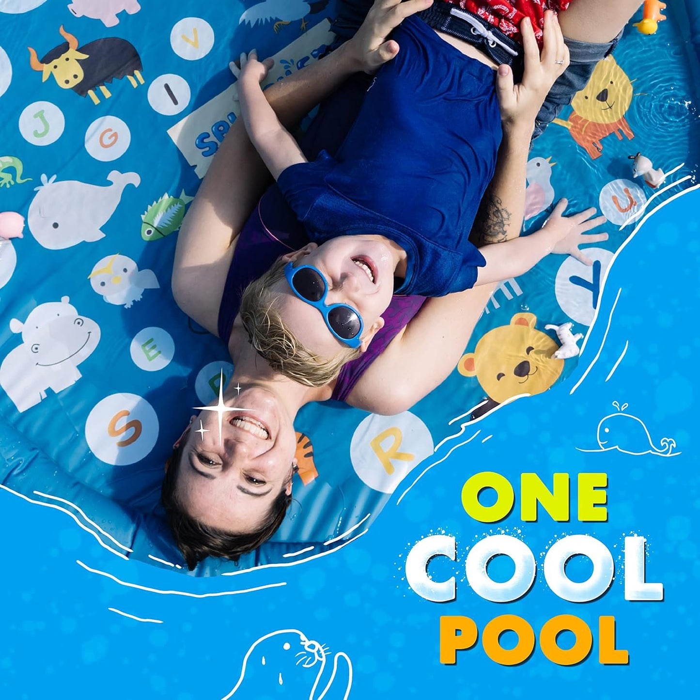 SplashEZ 3-in-1 Splash Pad, Sprinkler for Kids, and Wading Pool for Learning – Children’s Sprinkler Pool, 60’’ Inflatable Water Toys – “from A to Z” Outdoor Swimming Pool for Babies and Toddlers