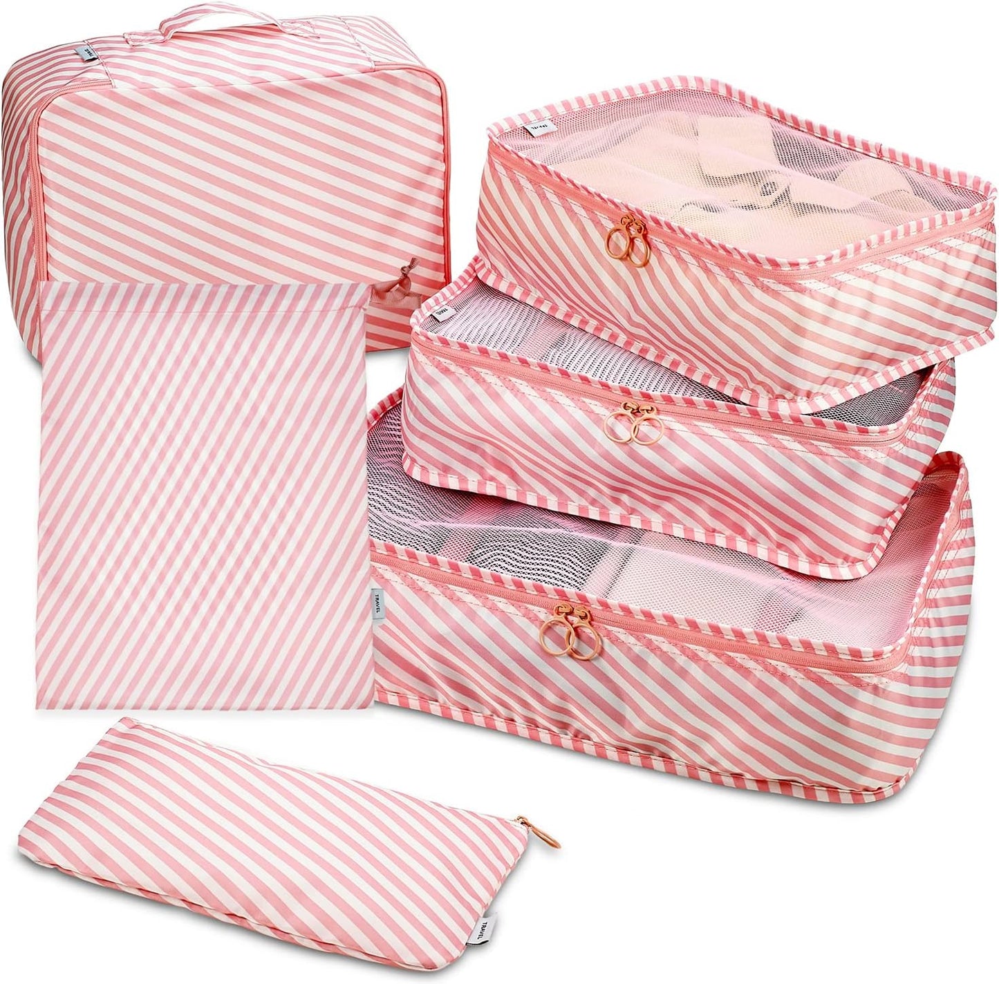 Travel Packing Cubes - 6 Piece Set Luggage Packing Organizers and Compression Packing Cube System for Travel with Shoe Bag Pouch Accessories to Organize Your Clothes Suitcase or Carry-On