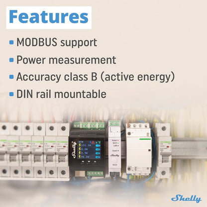 Shelly Pro EM 50A, Wi-Fi & Bluetooth Energy Meter with Contactor Control with Power Measurement, Home Automation, Compatible with Alexa & Google Home, iOS Android App, No Hub Required