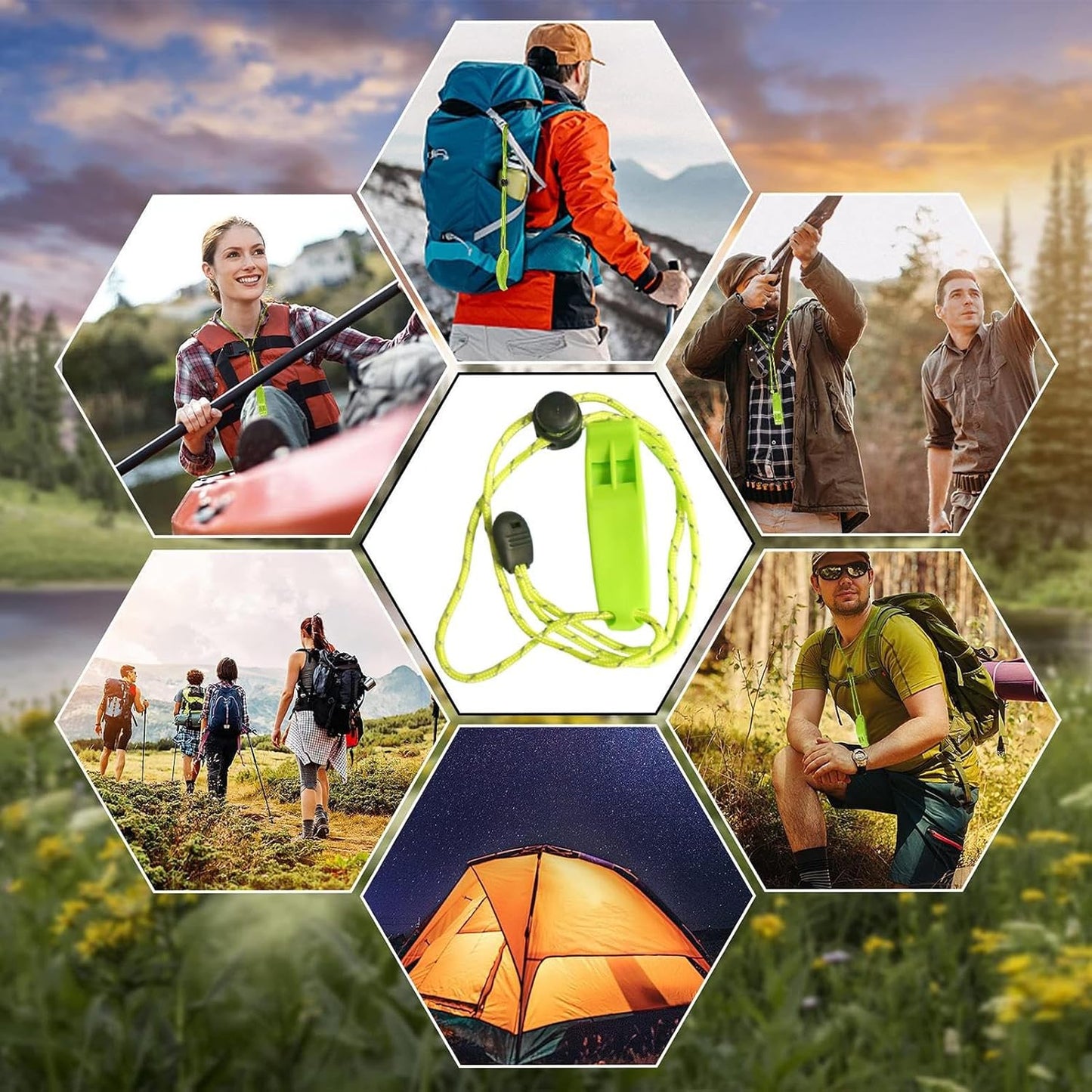 Uoqpty Camping Whistle | Safety Whistles - 120+ Db Loudness Adjustable Lanyard Hiking Tool Survival Gear for Backpacking Boating School Lifeguard Coaching