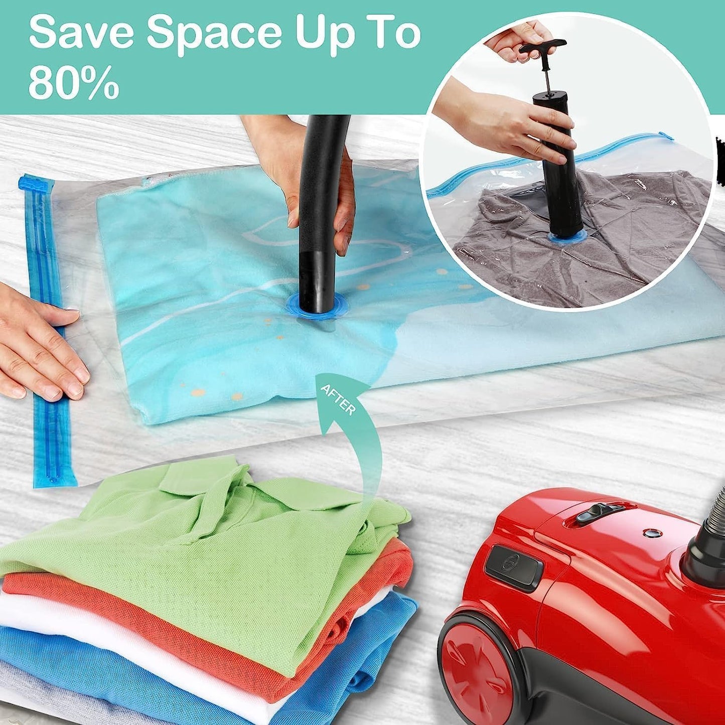 Jabykare 8 Pack Jumbo Vacuum Storage Bags, Space Saver Bags (80x100cm) - Compression Storage Bags for Comforters and Blankets - Vacuum Sealer Bags for Clothes Storage, Home Storage & Organisation