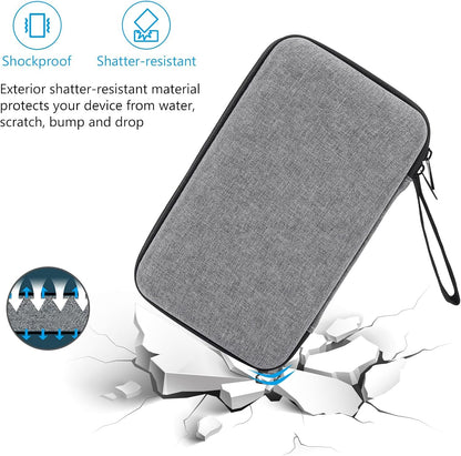 ProCase Hard Travel Tech Organizer Case Bag for Electronics Accessories Charger Cord Portable External Hard Drive USB Cables Power Bank SD Memory Cards Earphone Flash Drive â€“Grey