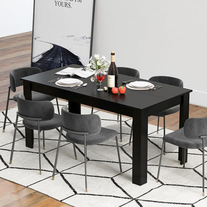 Giantex Dining Table for 6-8, Wood Rectangular Table, 63" L x 31.5" W x 30" H Large Farmhouse Center Table, Home Furniture Kitchen Table, Modern Dining Room Table, Supporting for 330LBS, Black