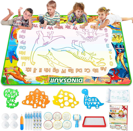 Jasonwell Aqua Magic Water Doodle Mat Large Drawing Coloring Painting Writing Board Educational Learning Toy PENS Water Painting Activity Gifts for Kids Toddlers Boys Girls Age 2 3 4 5 6 7 8 (60 x 40)
