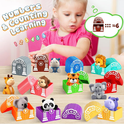 Toddler Learning Safari Animal Toy - 20PCS Montessori Educational Set for 1-3+ Year Old Boys & Girls