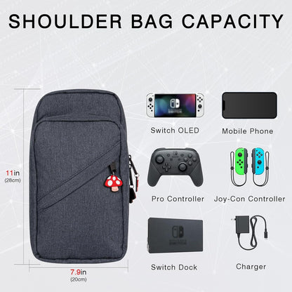TOCCOOL Carrying Case Compatible with Nintendo Switch/Lite/OLED Consoles, Controller, Crossbody Travel Bag with Game Card Storage Inside, Game Accessories Dustproof Bag (Gray)