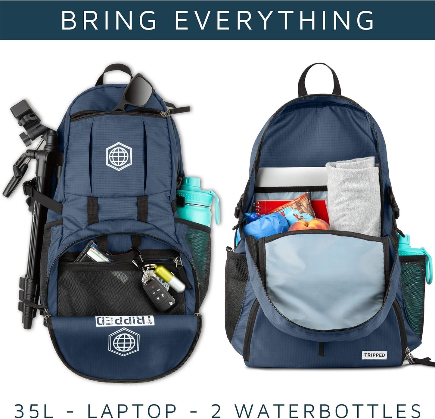 Travel Daybag Hiking Backpack- Best Water Resistant Ultra Lightweight Daypack for Men and Women Blue