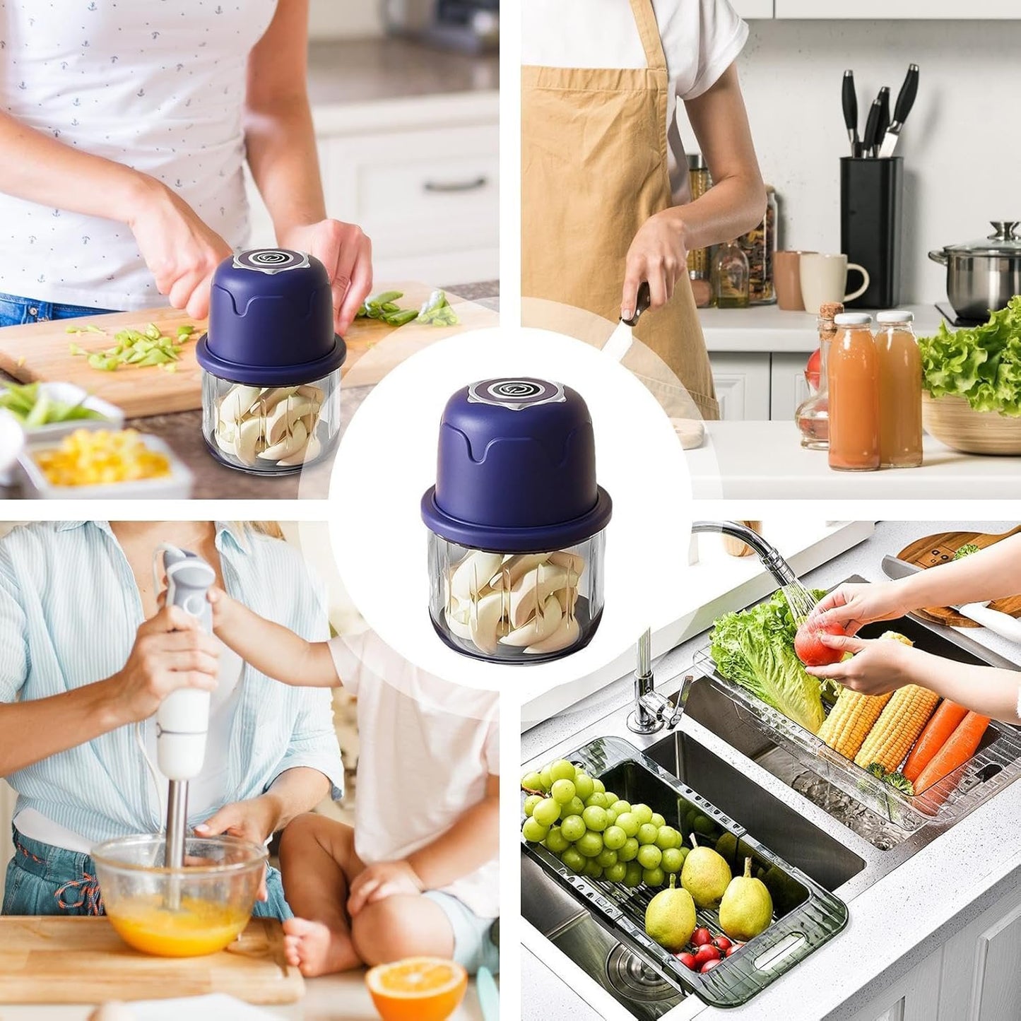 Electric Onion Chopper - Easy To Use Garlic Grinder, Ginger Cutter | 350ML Mini Cordless Food Processor, Portable Vegetable Dicer, Easy Food Prep Tool For Mincing, Chopping, And Making Puree